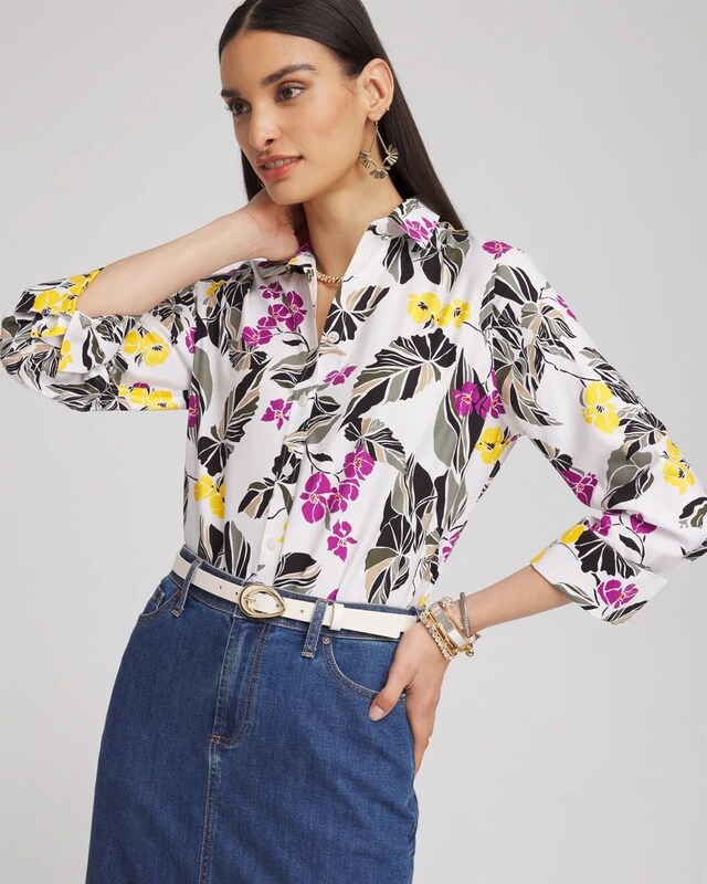 No Iron Stretch Floral Shirt